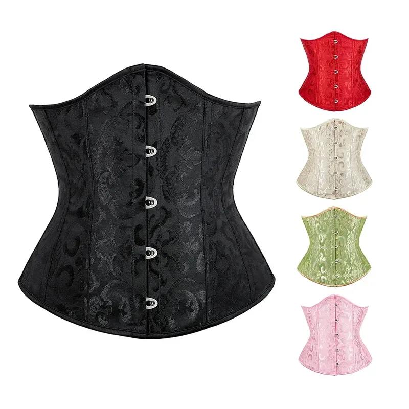 Jacquard Unterbrust Korsett Tops Frauen Gothic Vintage Bustier Kunststoff Knochen Basken Body Shaper Taille Cincher Korset