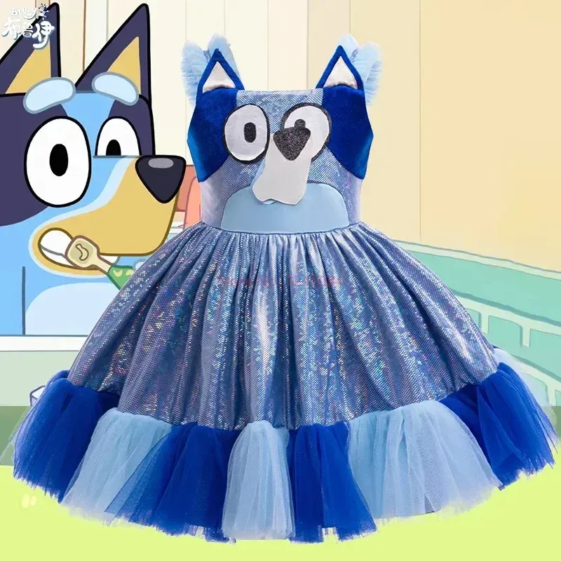 Neue Bluey Anime Sommer Mädchen Hosenträger Kleid Nette Bingo Kinder Geburtstag Party Abendkleid Prinzessin Kleid Mädchen Überraschung Geschenk