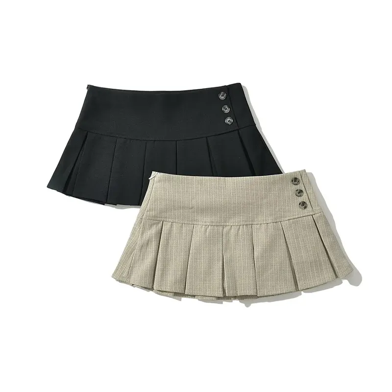 YENKYE Amerikanischen Retro Plissee Mini Rock Frauen Sexy Low Taille Sommer Röcke Cool Girl Y2K saia