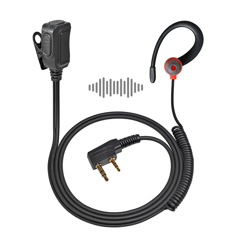 Zwei-Wege-Radio 2 Pin K Kopf weichen Ohr Haken Ohrhörer Walkie Talkie Headset mit Mikrofon Ptt für Baofeng UV-5R BF-888s Kenwood Retevis