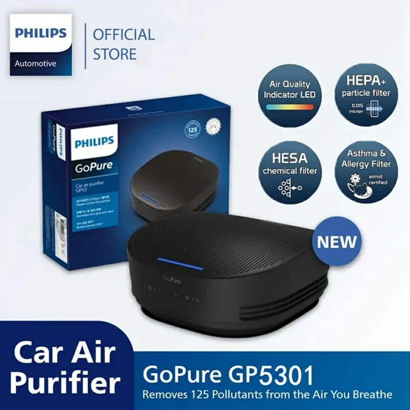 Philips Auto Luft reiniger Gopure 5301 entfernen 125 Arten von Schadstoffen 3-Farben-Indikator zeigt Luftqualität auf einen Blick