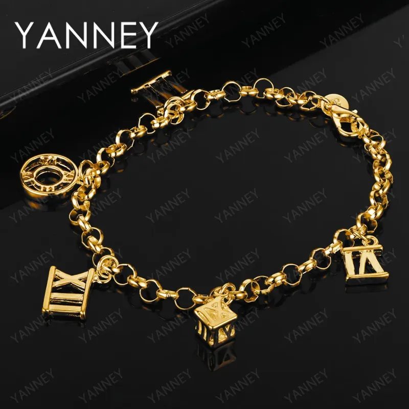 Neues 925 Sterling Silber 18 Karat Gold Feines 8 Zoll Anhänger Armband Für Frauen Mode Charme Paar Geschenk Schmuck Zubehör