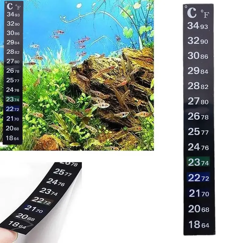 Digitales Aquarium Home Stick-on Thermometer Aquarium Streifen Dual Scale C/F Verfärben Temperaturmessung Aufkleber Werkzeuge