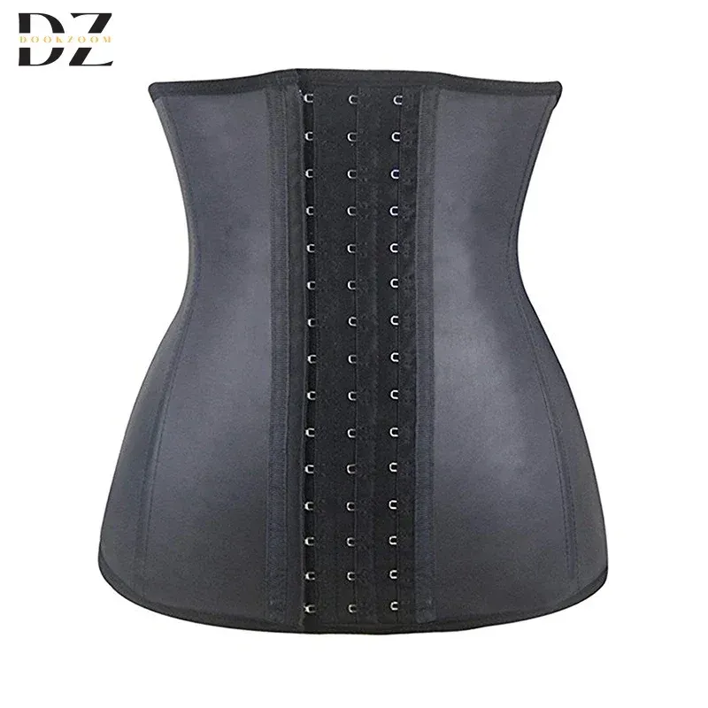 Frauen 9-Stahl-Knochen 100% Latex Gummi Gürtel Taille Trainer Korsetts Sanduhr Body Shaper Lange Torso Taille Cincher gewichtsverlust