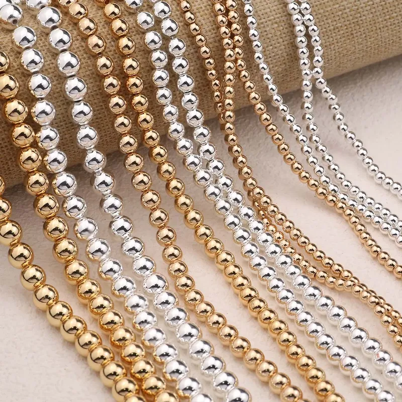 Natürliche Hämatit Stein KC Gold/Silber Farbe Überzogene Perlen Runde Lose Perlen Für Schmuck Machen DIY Armbänder Halskette Zubehör