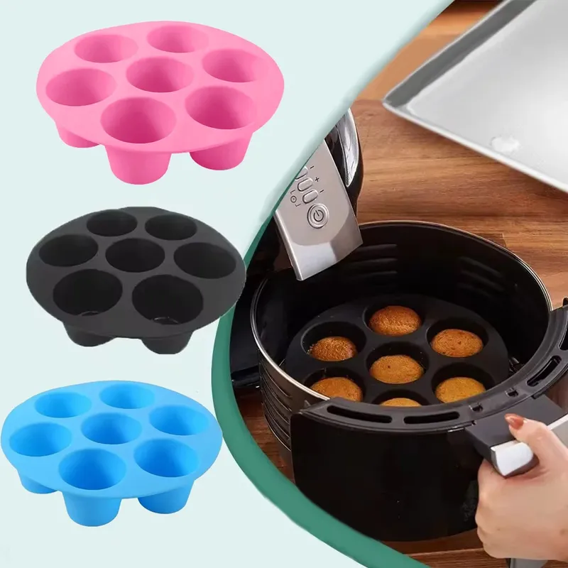 Silikon 7 Löcher Kuchen form Home Party Back utensilien DIY zylindrische Form Luft fritte use Zubehör Backwerk zeuge Kuchen formen