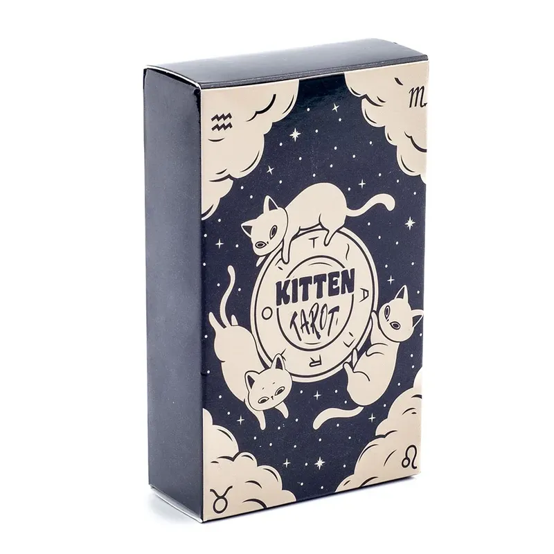 Kätzchen-Tarot-Deck, 78-teilig, niedlich, schwarz und weiß, für Anfänger, Version, geheimnisvolles Brettspiel, lustiges Wahrsageset