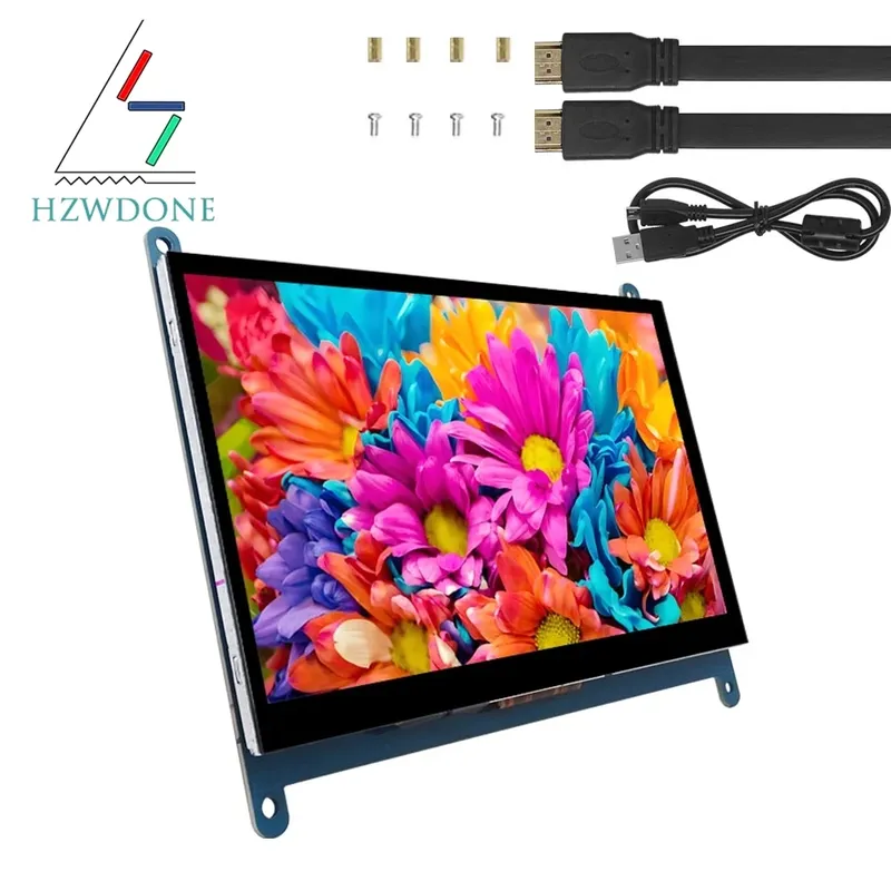 7 Zoll Raspberry Pi 4/3/2/B/B+/A+ Monitor 1024x600 IPS 5-Punkte kapazitives Touchscreen-Laufwerk Kostenloses HDMI-Display für Win 7/8/10