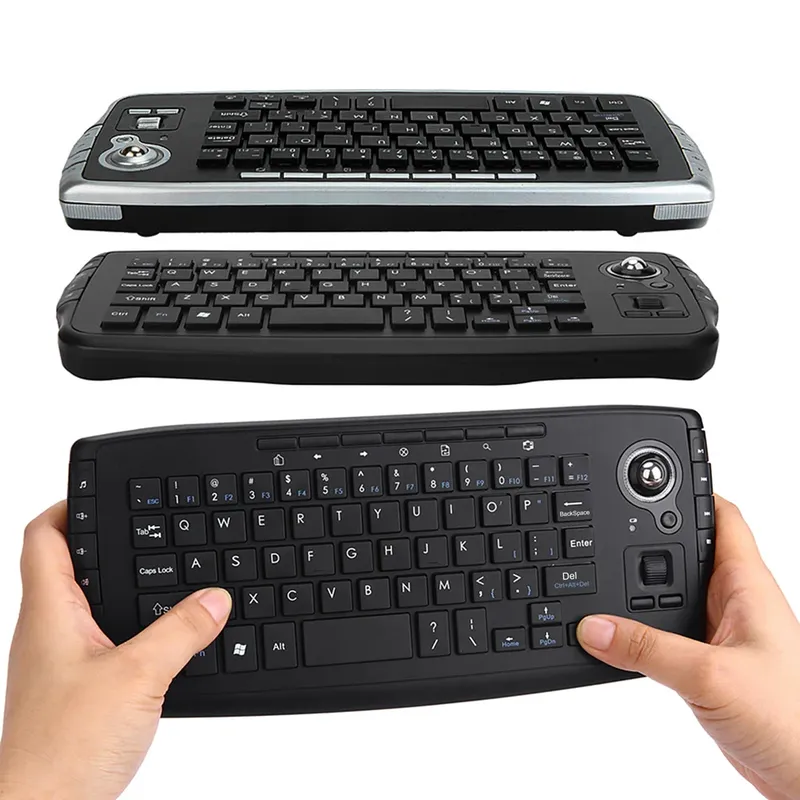 E30 2,4 GHz drahtlose Tastatur mit Trackball Maus Scroll Rad Fernbedienung für Android TV-Box Smart TV PC Notebook Silber