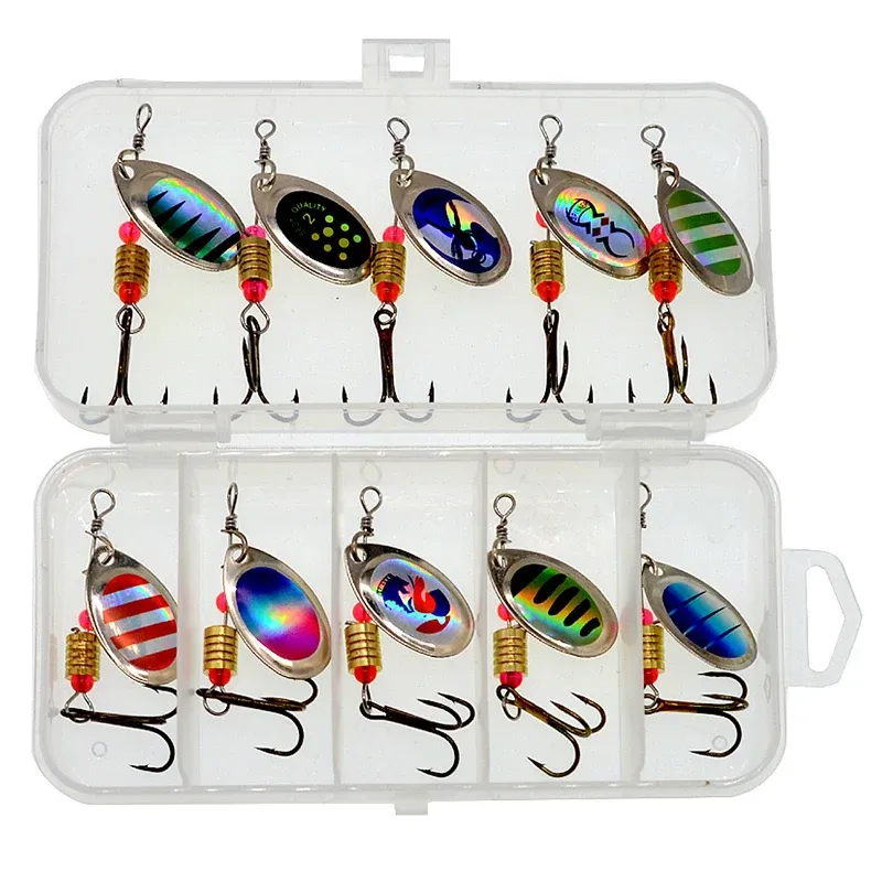 10 teile/satz Metall Löffel Spinner Angeln Locken Spoonbait Wobbler Wobbler Köder Für Bass Hecht Häkeln Süßwasser Angeln
