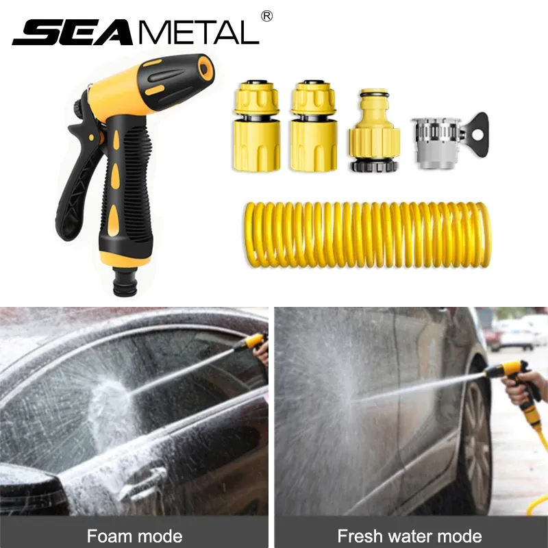 SEAMETAL Teleskop Wasser Rohr Auto Waschen Wasser Pistole Hochdruck Einstellbare Spray Düse Clean Kit Verlängerung Schlauch Auto Waschmaschine Pistole