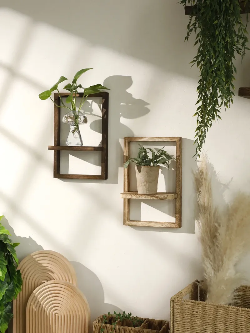 Holz-Ausstellungsregal, schwebende Regale, rustikale Holzregale, Wandaufbewahrung für Küche, Schlafzimmer über Toilette, kleine Wandgeschenke