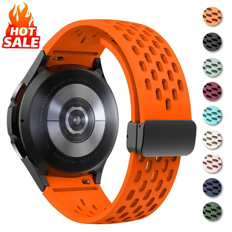 Silikonarmband für Samsung Galaxy Watch 7 6 5 4 40 mm 44 mm 5 Pro 45 mm Magnetschnalle Band 6 Classic 43 mm 47 mm Armband ohne Lücken
