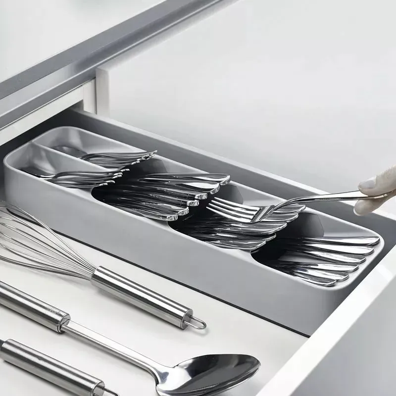 Kompakter Besteck-Organizer, Küchenschublade, Utensilienhalter, Besteckaufbewahrung, platzsparender, langlebiger Kunststoff-Besteck-Trenner