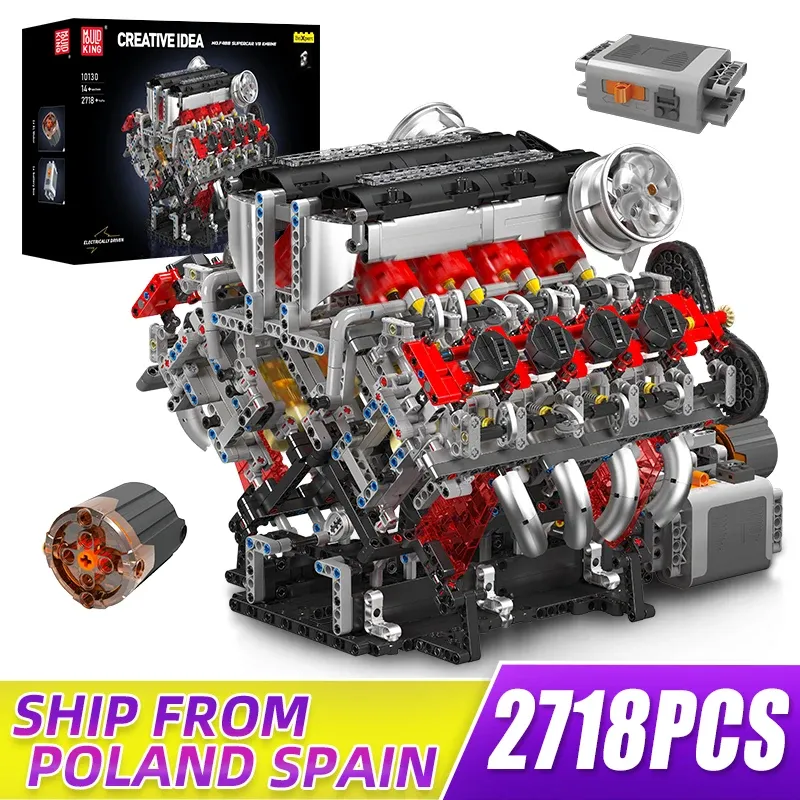 MOULD KING 2718 technische f488 Supersport wagen v8 Motor Modell Stück Bausteine Spielzeug Set mit Motor