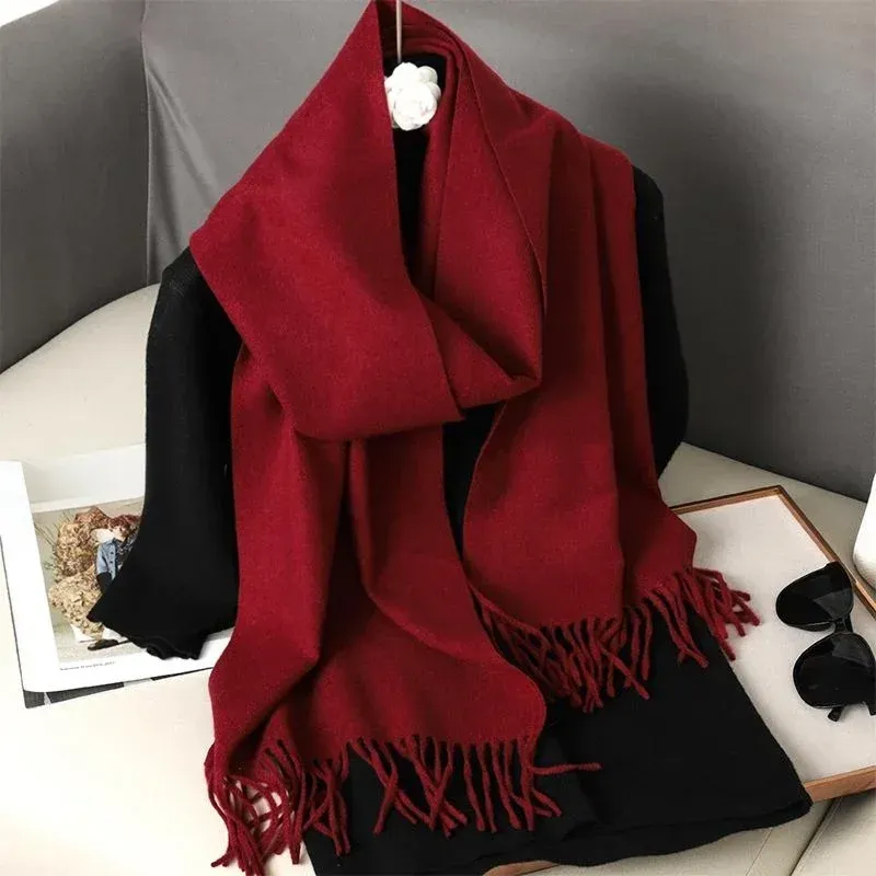 62 farbe Solide Frauen Winter Schal Warm Verdicken Kaschmir Schal Outdoor-Mode Luxus Quasten Pashmina Dame Wrap Winddicht Schals