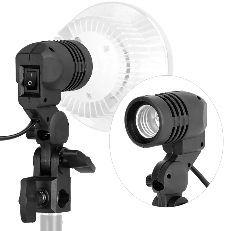 Einzigen Kopf Lampenfassung E27 Sockel Flash Regenschirm Halterung Foto Beleuchtung Lampenfassung Für Fotografie Studio Zubehör UNS EU