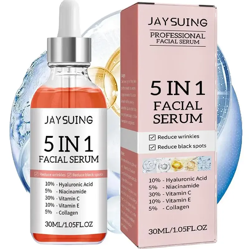 5-in-1-Gesichtsserum, 30 % Vitamin C, feuchtigkeitsspendend, aufhellend, Anti-Falten-Aging, Niacinamid, Hyaluronsäure, Gesichtsserum, Hautpflege, 30 ml