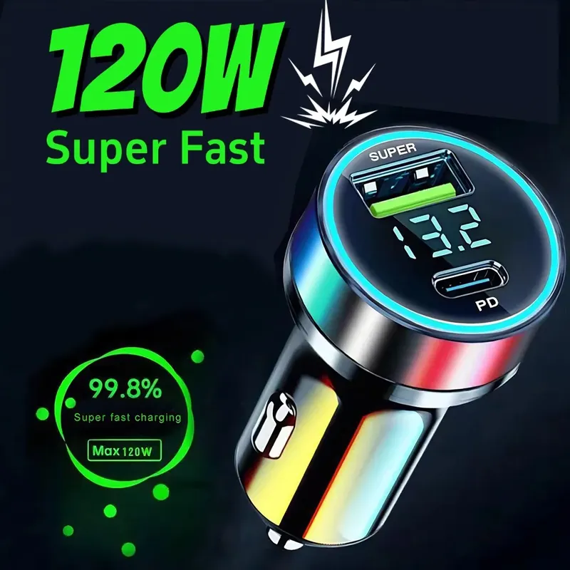 Pd 20w auto ladegerät super schnell lade adapter typ c usb 120w tragbar für iphone 14 pro max 13 12 11 ipad airpods oneplus