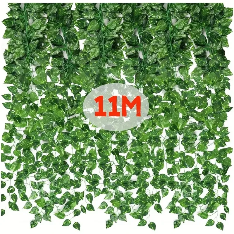 4,4/11M Künstliche Pflanze Grüne Efeublatt Girlande Gefälschte Pflanze Creeper Hängende Rebe Outdoor DIY Garten Wand Hochzeit party Home Decor