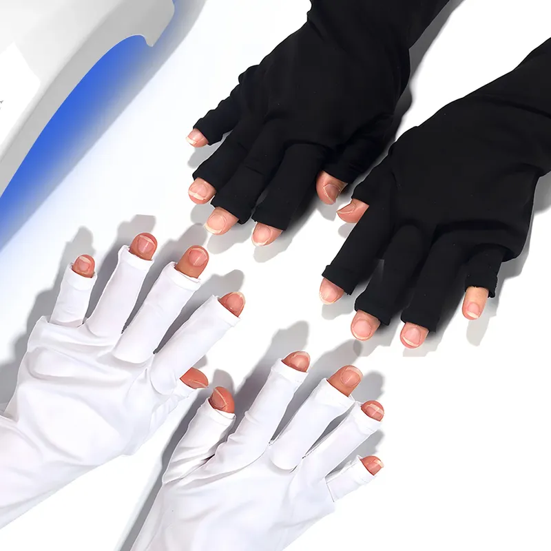 Anti-UV-Handschuhe, Gel, professionelle Schutzhandschuhe für Maniküre, Hände schützen, Nagelkunst, dehnbarer fingerloser Handschuh für Zuhause im Freien