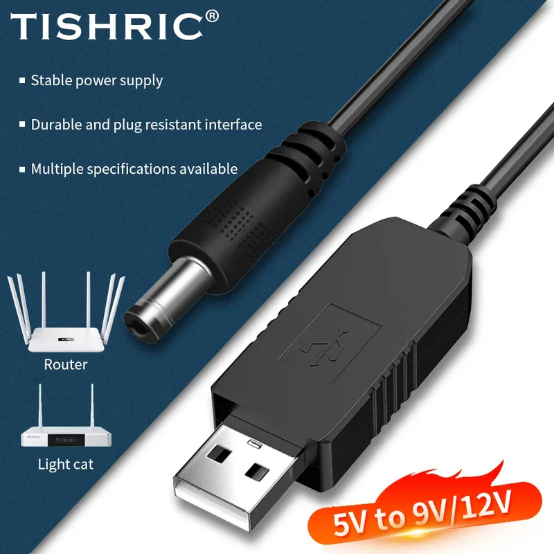 TISHRIC USB DC 5V zu 12V 9V Stromkabel für Router WIFI Adapter Draht USB Boost Modul Konverter 2,1x5,5mm über Powerbank