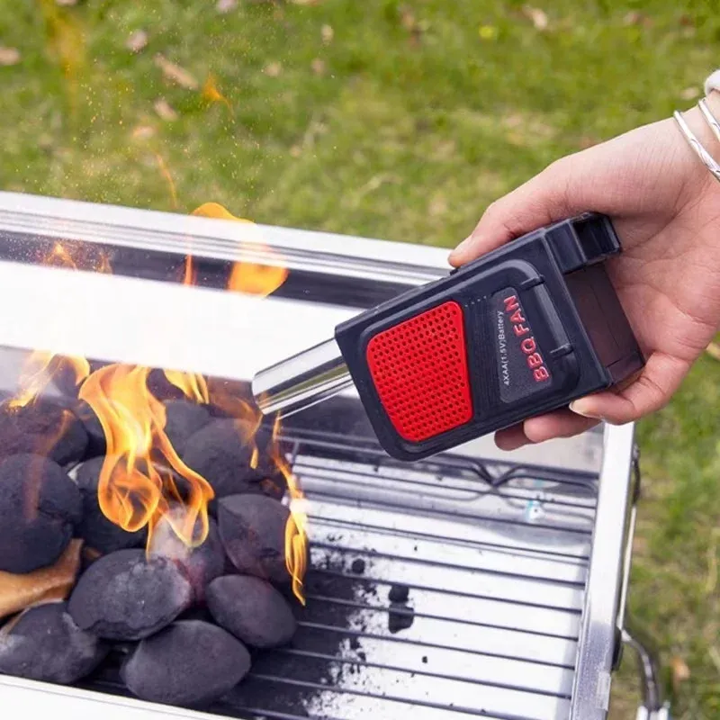 Elektrische BBQ Fan Luft Gebläse Für Outdoor Camping Grill Picknick Tragbare Handheld Ventilator Grill Grill Kochen Zubehör