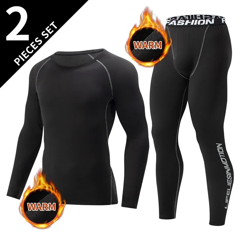 2-teiliges warmes Korsett für Herren, warmer Skianzug, Korsettjacke und -hose, Herren-Fitnesshose, Hemd, Laufen, Yoga, Sportler, Sporthose
