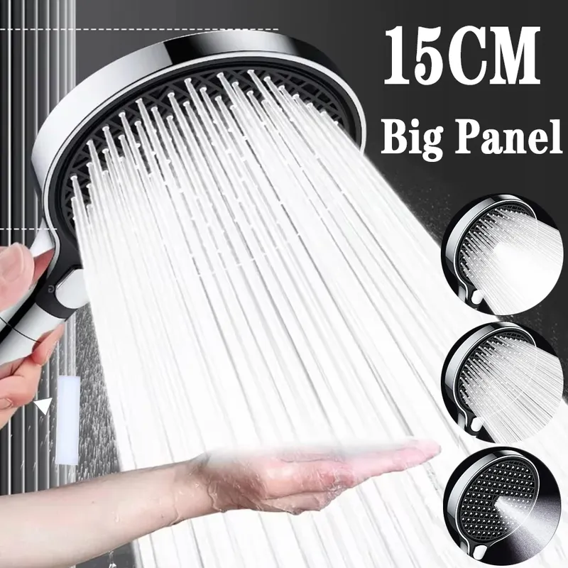 150 MM Große Panel 3 Modi Druck Boost Dusche Kopf Mit Filter Einstellbare Spray Düse Massage Dusche Wasserhahn Bad Zubehör