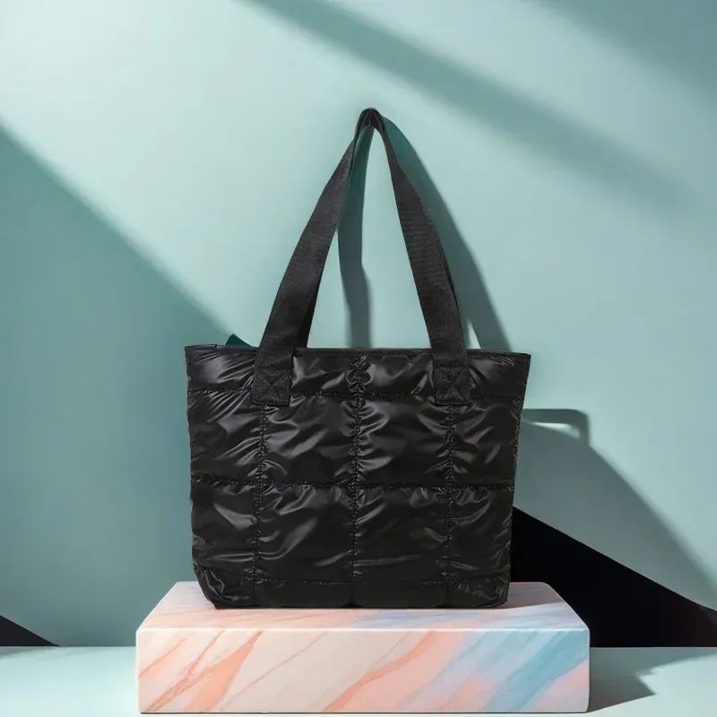 Modische Damen-Tragetasche, große Kapazität, Baumwolle, gepolstert, Einkaufstasche, Raute, tragbare Handtasche, gesteppt, solide, für Freizeitreisen