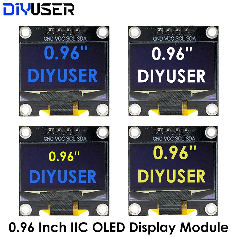 DIYUSER 0,96 Zoll oled IIC Serielles weißes OLED-Anzeigemodul 128 x 64 I2C SSD1306 12864 LCD-Bildschirmplatine für Arduino