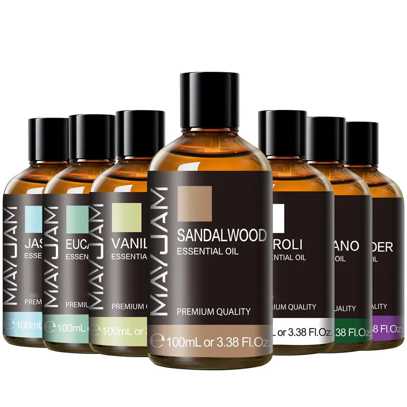 MAYJAM 1 Stück 100 ml ätherisches Öl mit Tropfer, Sandelholz, Lavendel, Eukalyptus, Vanille, Aromaöl für Luftbefeuchter, Duft, Kerzenbrenner