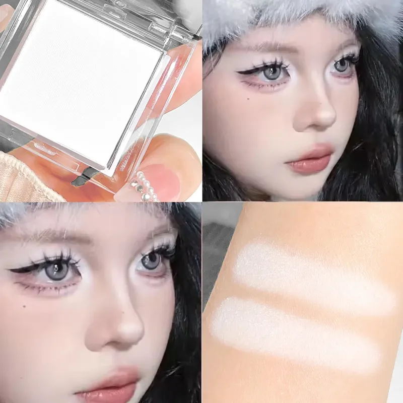 Hisyi Matte Monochrome Lidschatten-Palette, natürliches Licht-Highlighter-Puder für empfindliche Augenkonturierung, hellt auf