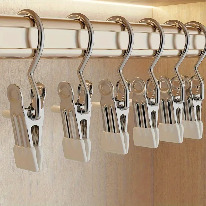 10 Stück Mehrzweck-Hakenklammern aus Metall – tragbarer Organizer für Hüte, Schuhe, Hosen |   Platzsparende Aufbewahrungslösung für Kleiderschrank und Schrank