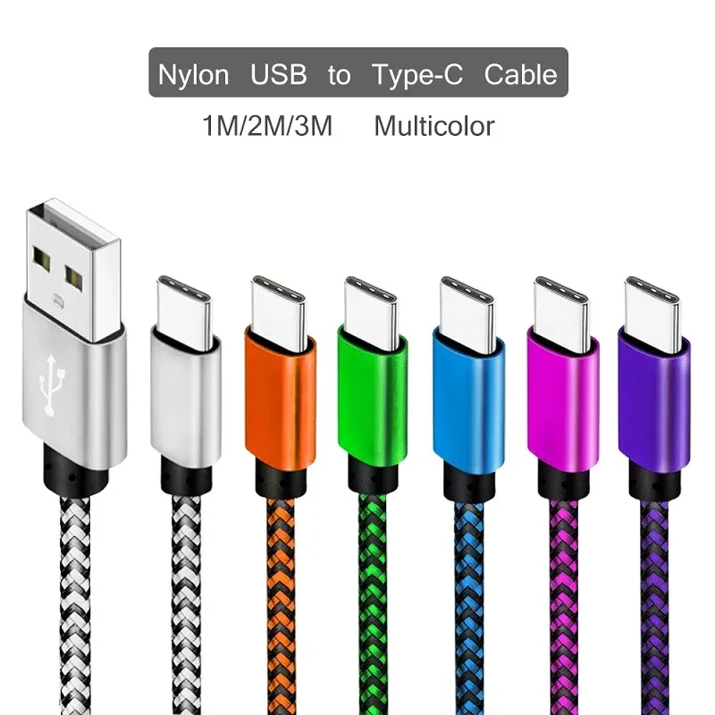 USB Typ C Kabel 2,4 A Schnelle Lade Nylon Geflochtene Draht Ladegerät Kabel Für Samsung Huawei Xiaomi Android Handy Zubehör