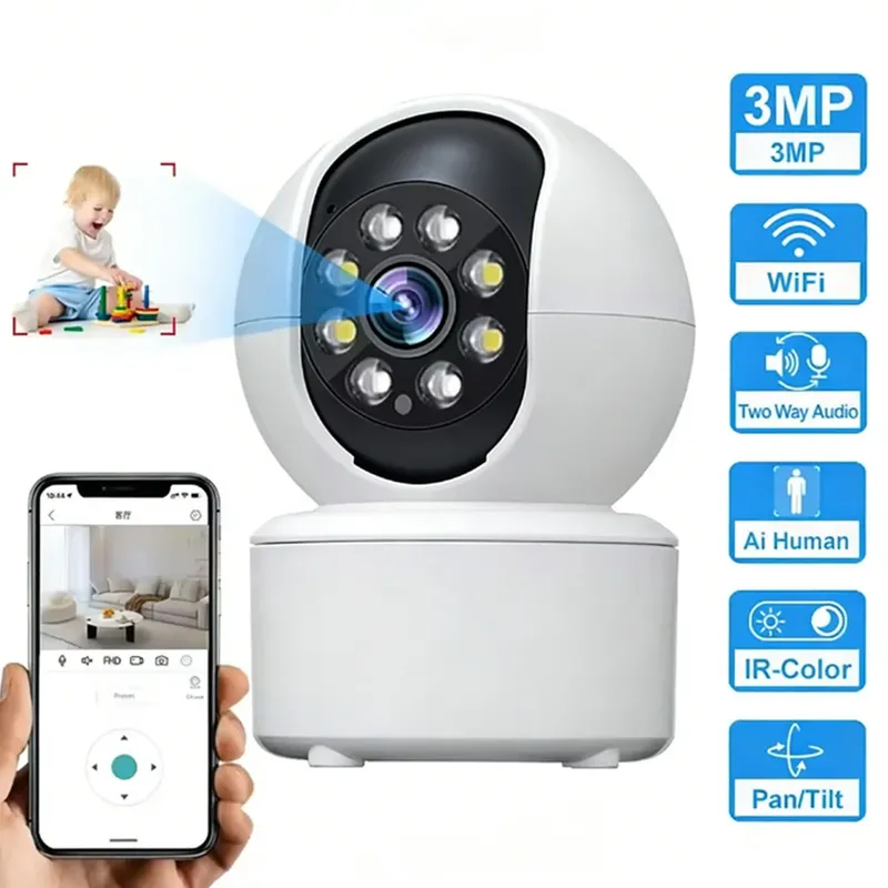 Haustier-Hundekamera mit Smartphone-App, 5G/2,4GHz WLAN Innen-Sicherheits-Babykamera, 360° °   Schwenk- und Neigefunktion, 2-Wege-Audio, Nachtsicht 2026 Neu