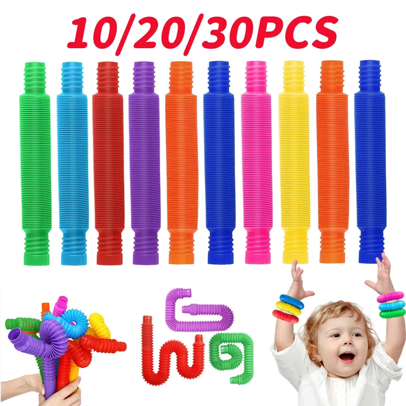 10-30PCS Bunte Teleskoprohren Zappeln Spielzeug Kunststoff Sensorische Pop Tubes Stress Relief Spielzeug Erwachsene Dekompression Kinder Spielzeug geschenke