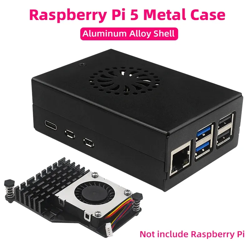 Raspberry Pi 5, Metallgehäuse, Aluminiumlegierungsgehäuse, kompatibel mit Active Cooler für RPI 5 Pi5
