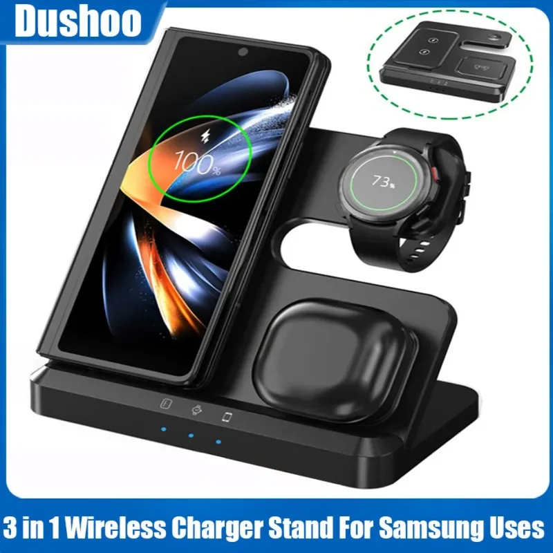 3-in-1-Ständer für kabelloses Ladegerät, Schnellladestation für Samsung S25 S24 S23 S22 Note Galaxy Watch 7/6/5/4 Active 2/1 Buds