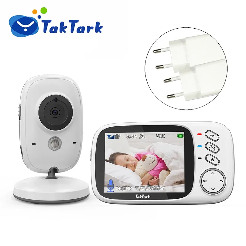 TakTark 3,2 Zoll Wireless Video Babyphone mit Schlafliedern, automatische Nachtsicht, Zwei-Wege-Gegensprechanlage, Temperaturüberwachung, Babysitter