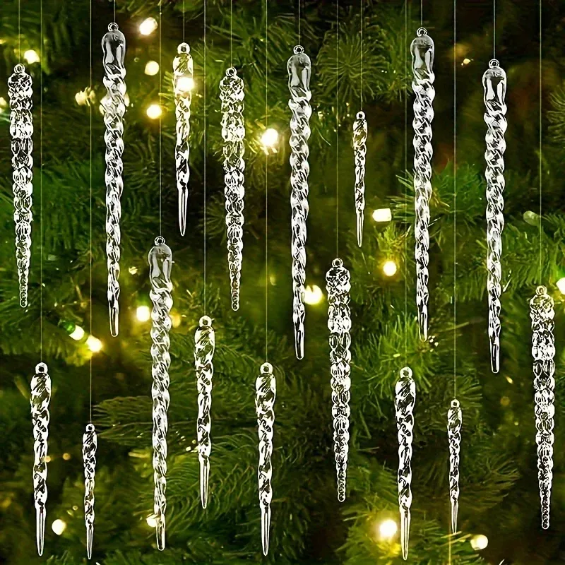 12/24/36 stücke kristall klare Weihnachts baums chmuck Eiszapfen dekorationen für Feiertags-und Winterparty-Dekor-Feiertags dekorationen