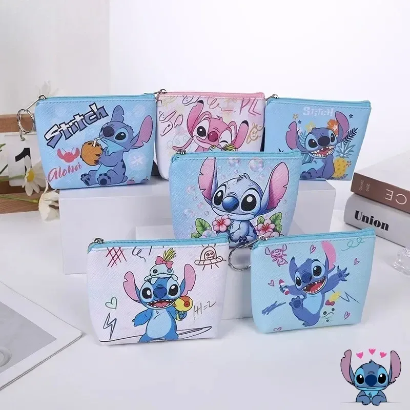 Kawaii Cartoon Stitch Kinder PU Reißverschluss Niedliche Münzbeutel Mädchen Aufbewahrungstaschen Geldbörsen 6 Farben Damen Tragbare Mini-Geldbörse Auf Lager