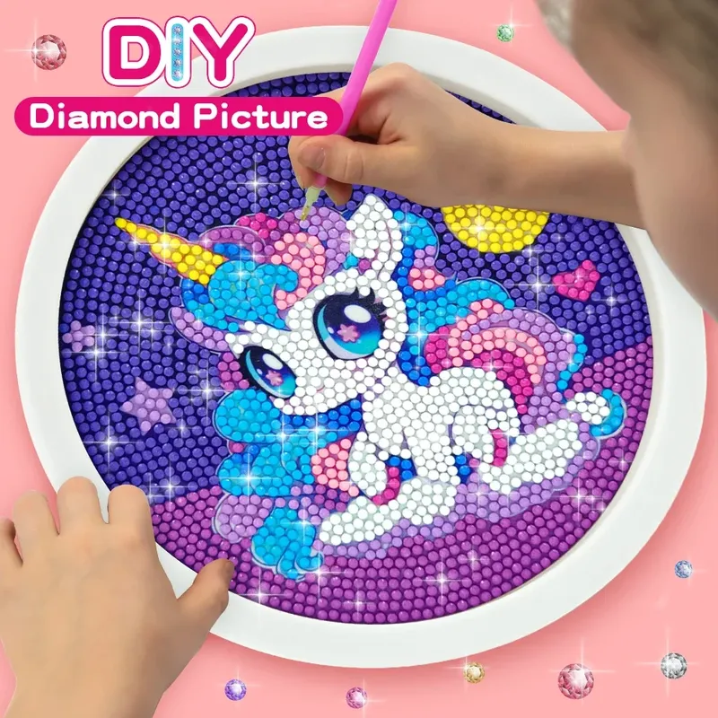 Diamant-Malerei-Set, süßes Einhorn, Anfänger-Diamant-Malerei-Set, 5D-Diamant-Malerei für Kinder und Erwachsene, Fotorahmen-Handwerk