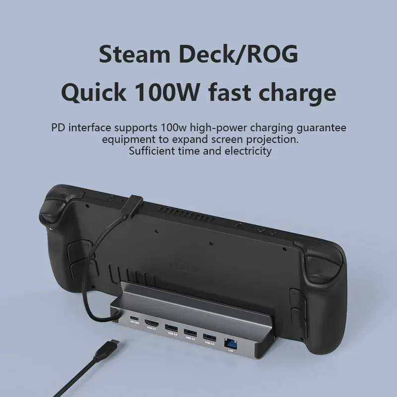 Blueendless USB C Dockingstation für Steam Deck & ROG Game Docking 4K@60Hz DP HDMI-kompatibler Gigabit Ethernet Typ C Hub