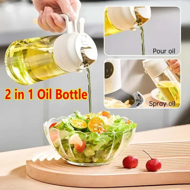 2-in-1 Ölsprühflasche – Großvolumiger, BPA-freier Kunststoff-Küchenzerstäuber zum Kochen, Grillen & BBQ