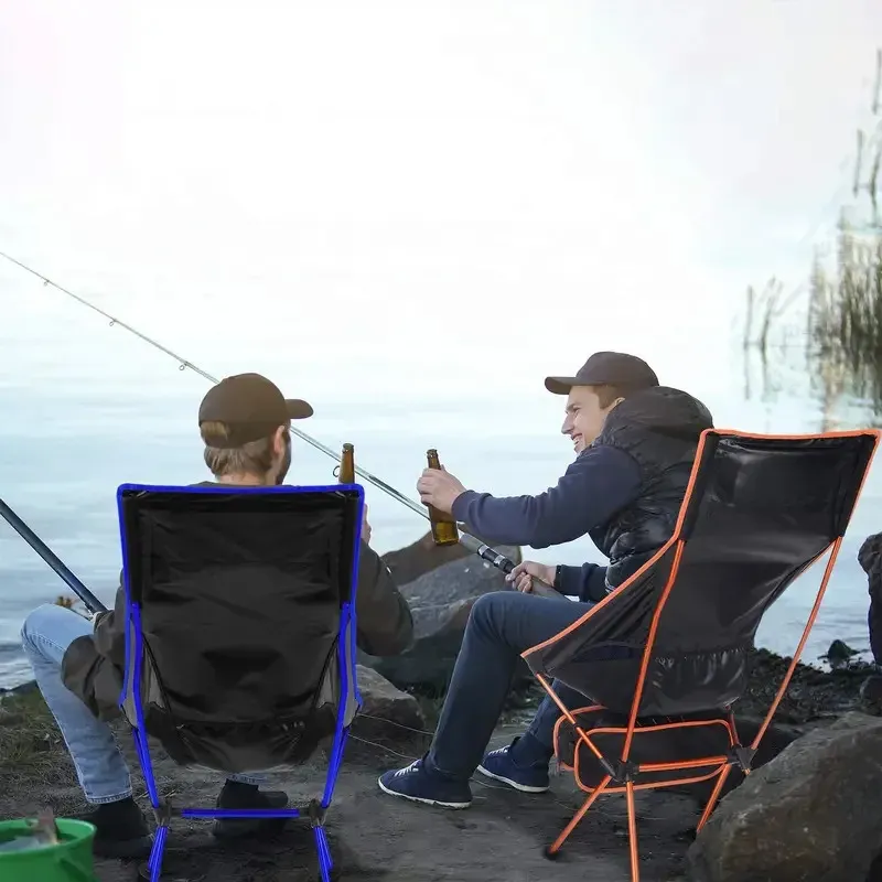 Tragbarer, ultraleichter, zusammenklappbarer Campingstuhl – Oxford-Stoff, verlängerte Länge für Outdoor-Angeln, Grillen, Picknick, Strandfestival