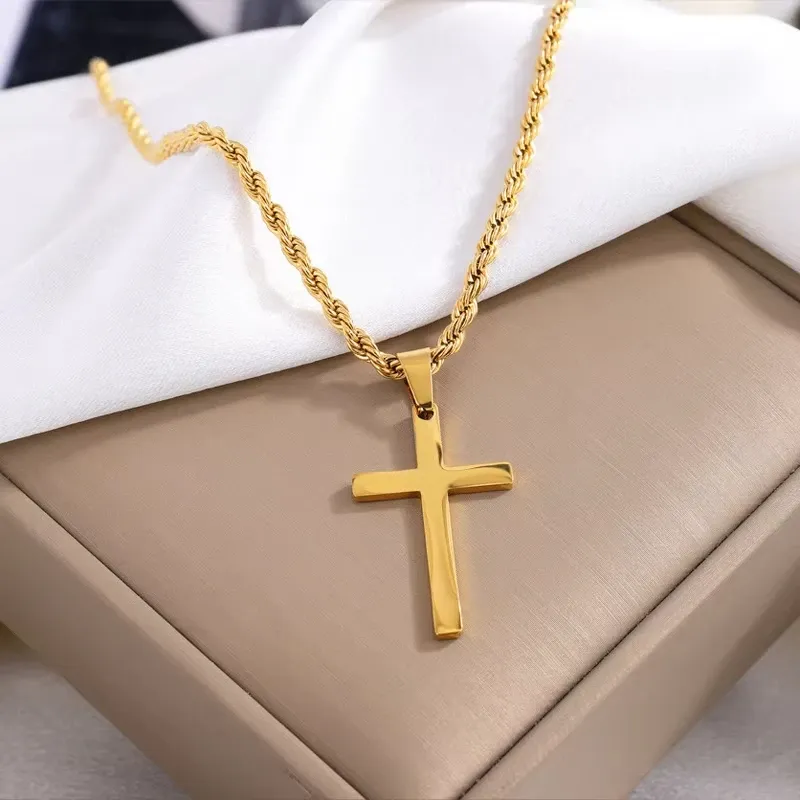 2PCS Halskette Neue Kreuzanhänger-Halskette für Männer und Frauen, minimalistischer Goldschmuck, Herren- und Damenhalskette