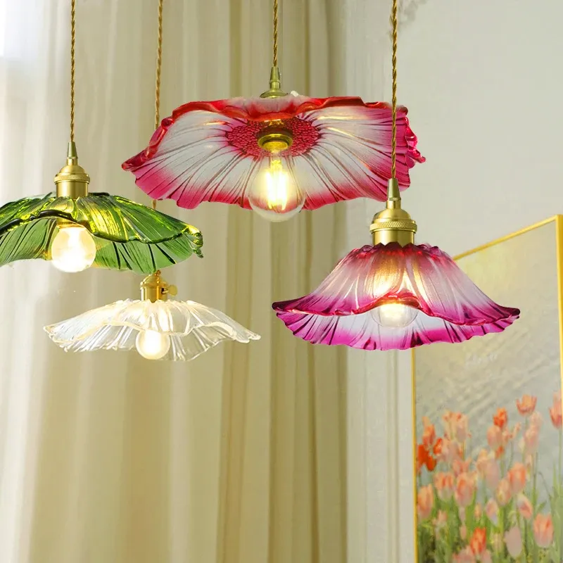 Vintage Pendel leuchten Blume Glas Hängelampen Home Decoration Beleuchtung Wohnzimmer Schlafzimmer Nachttisch Leuchte deckenleuchte kronleuchter pendelleuchte wohnzimmer deko hängelleuchte schlafzimmer led licht