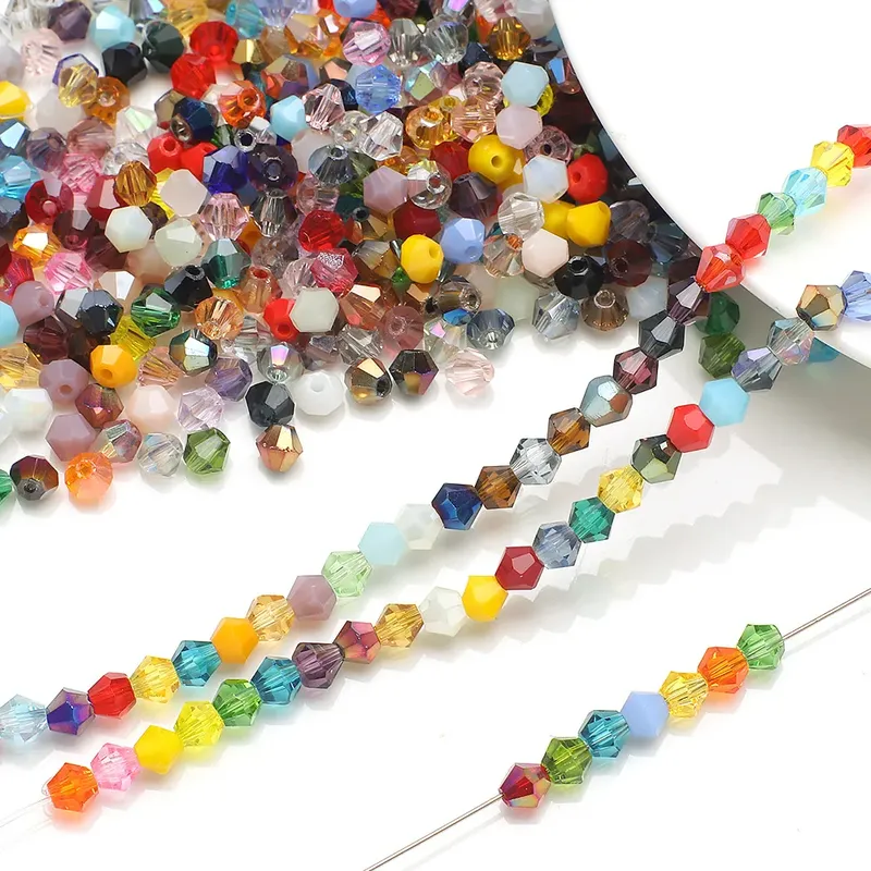 100 Stück 4mm Glas bikon förmige Perlen facettierte Kristall perlen für die Schmuck herstellung Armband Nacklace Ohrringe DIY Perlen