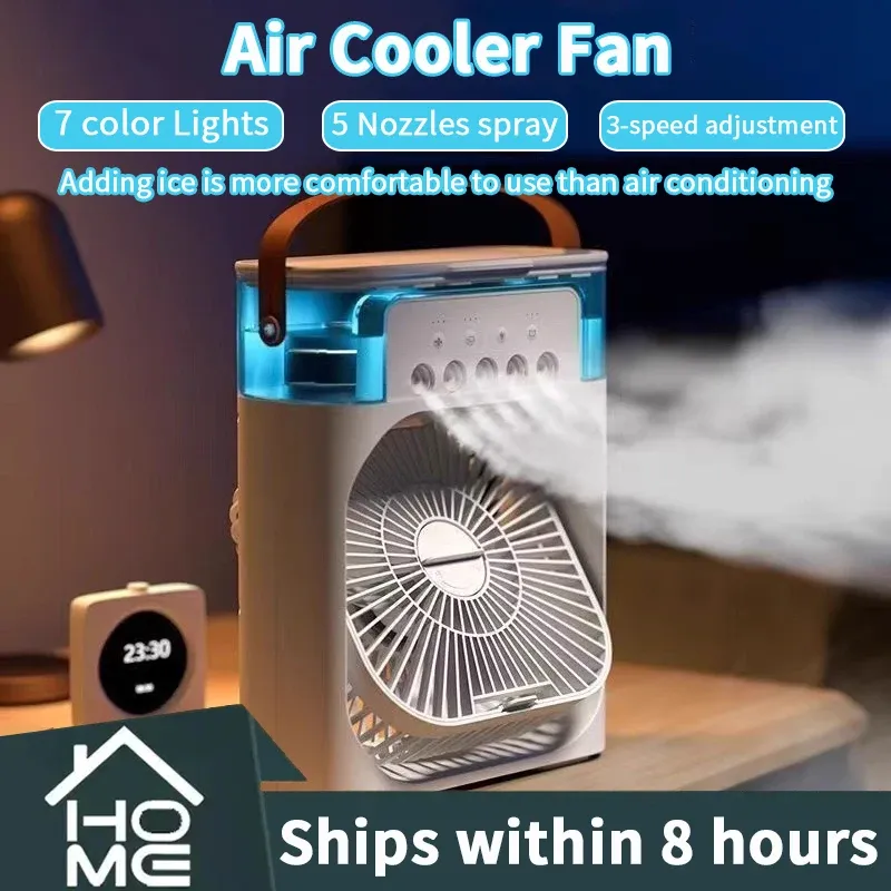 Neuer 3-in-1-Ventilator, Klimaanlage, kleiner Luftkühler für den Haushalt, LED-Nachtlicht, tragbarer Luftbefeuchter, Lufteinstellventilator, Büro- und Heimventilator